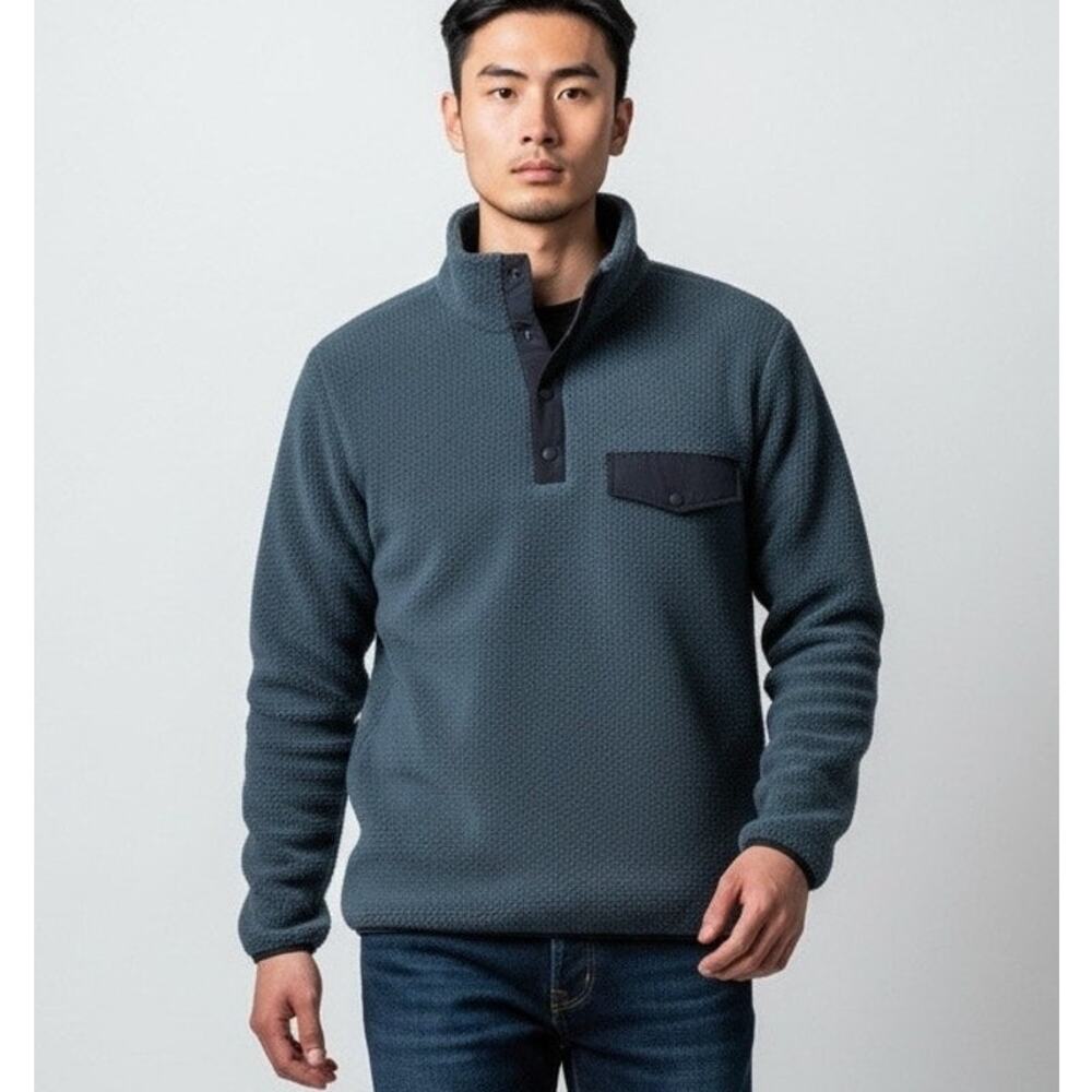 Magaschoni Faux Sherpa Fleece Pullover Mens XL New Gorpcore Outdoors Blue